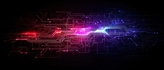 Obraz premium Abstract Digital Network Background with Glowing Lines and Bright Colors