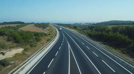 Obraz premium Highway Scenic View: A Winding Road Through Nature