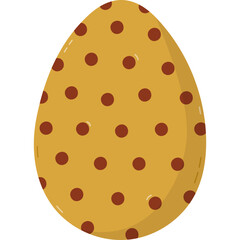 Lovely cartoon painted egg with polka dot pattern for Easter egg hunt. Trendy hand drawn clipart for celebrating religious holiday. Easter spring doodle isolated on white for design, card, banner.