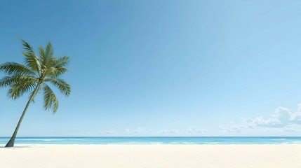 Fototapeta premium Tropical Beach With Palm Tree And White Sand