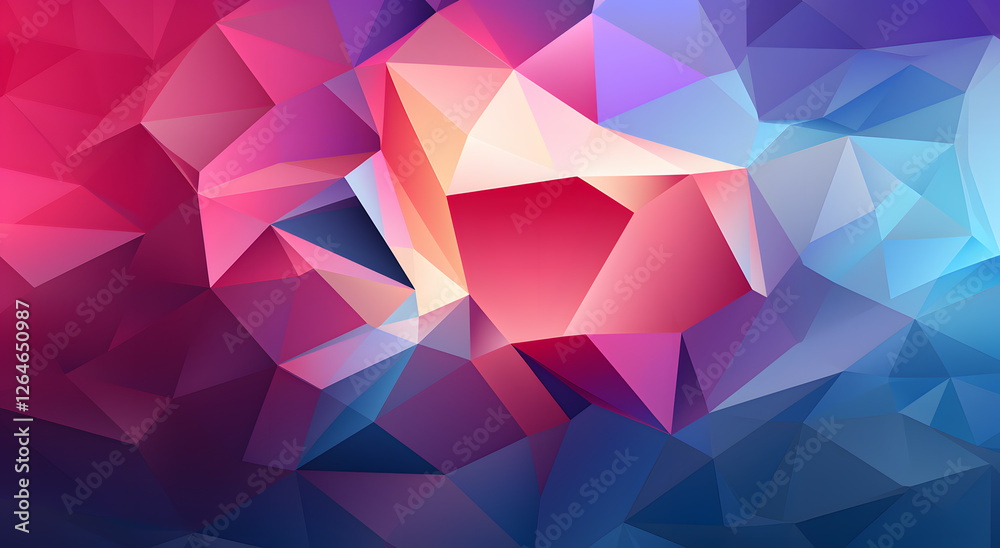 Poster abstract vector picture. geometric triangles in neon gradient colors. panoramic header website illus