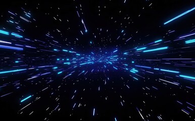 Fototapeta premium Vivid Light Beams Racing Through a Cosmic Space with Futuristic Motion Effect