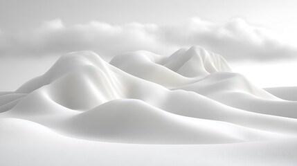 Fototapeta premium White Abstract Landscape Rolling Hills Scene