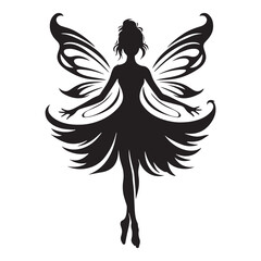 Fairy silhouette representing legendary mythical beings and folklore - Fairy illustration - Fairy vector - mythical creature silhouette
