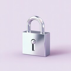 Naklejka premium A sleek silver lock icon isolated on a light violet background in high detail