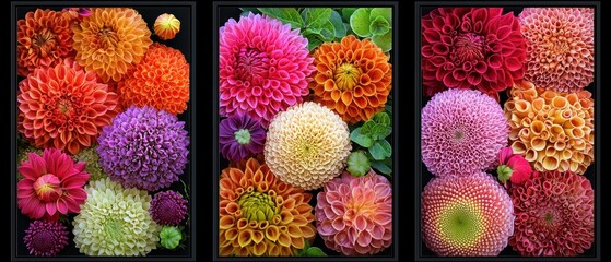 Vibrant Dahlia Blooms in a Colorful Floral Arrangement