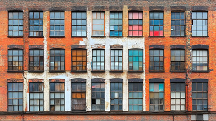 Obraz premium Aged Brick Building Facade Illustration