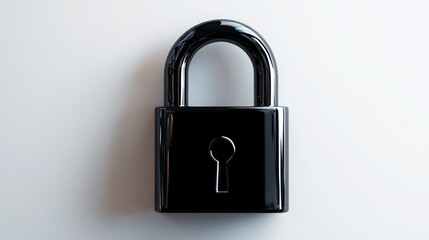 Naklejka premium Close-up shot of a minimalistic black lock icon on a smooth white background