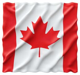 Fototapeta premium Canadian Flag with Maple Leaf on Transparent Background with Red Stripes Isolated