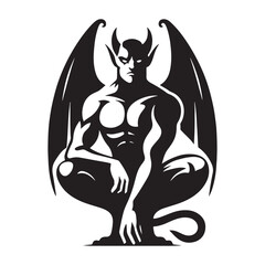 Elegant yet fearsome Gargoyle silhouette for unique design concepts - Gargoyle illustration - Gargoyle vector - mythical creature silhouette

