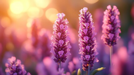Obraz premium Lavender Sunset: A Serene Field of Purple Blossoms