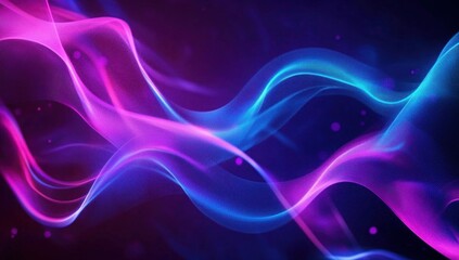 Futuristic Flow Glowing Waves in Purple and Blue, Dynamic Elegance Modern Dark Abstract Background, Radiant Technology Shiny Lines and Abstract Waves