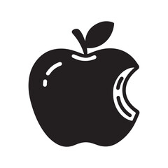 Apple line art and silhouette vector illustration
