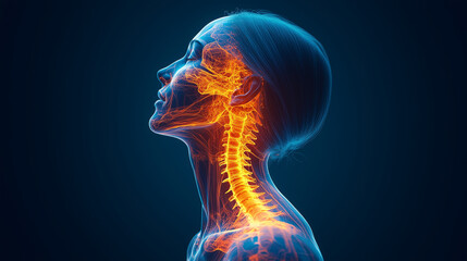 Nervous system spasms and muscle sramps, x-Ray style Illustration – Medical concept for neurology, pain management, and healthcare