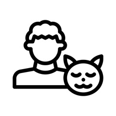 kids with pets line icon