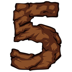 Number 5 Stone Illustration Digital Drawing