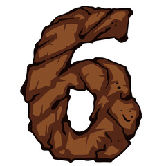 Number 6  Stone Illustration Digital Drawing
