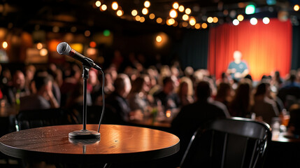 Naklejka premium Comedy Club Audience Enjoying Laughter and Connection