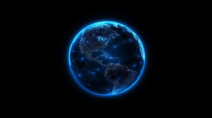 A blue digital globe