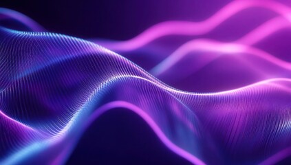 Futuristic Flow Glowing Waves in Purple and Blue, Dynamic Elegance Modern Dark Abstract Background, Radiant Technology Shiny Lines and Abstract Waves