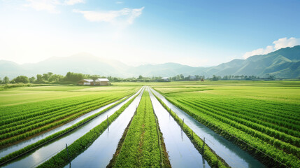 Naklejka premium agricultural irrigation system and smart farming technology.
