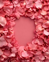 Contemporary Romantic Floral Frame Pink Rose Petals in Circular Design for Premium Event Backdrops and Celebrations - Elegance and Style for Visual Branding in Weddings and Anniversaries