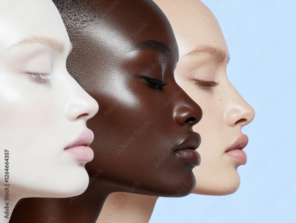 Poster Modern Diversity Visualization Overlapping Facial Profiles on Soft Pastel - Editorial Community Symbol for Inclusivity and Marketing Representation
