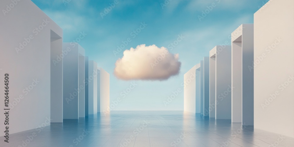 Poster Digital Infrastructure Modern Cloud Computing Visualization with Minimalist Architecture - Bridging Tech Design and Connectivity for Smart Business Solutions