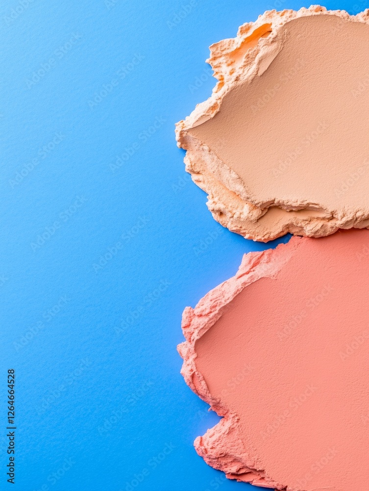 Poster pastel palette textures soft coral and peach on vibrant blue - artistic design for modern marketing 