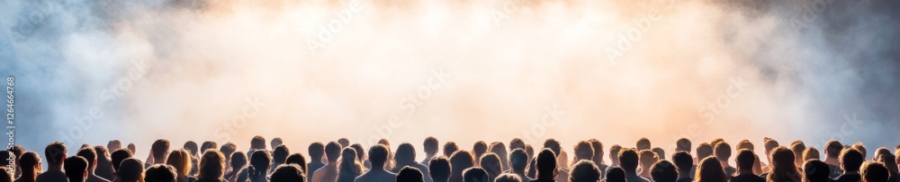 Aufkleber concert crowd vibes dazzling spotlight and fog effects on diverse audience - capturing modern unity 