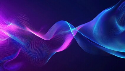 Futuristic Flow Glowing Waves in Purple and Blue, Dynamic Elegance Modern Dark Abstract Background, Radiant Technology Shiny Lines and Abstract Waves