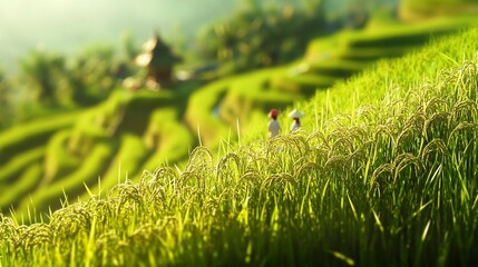 Golden Rice Paddies at Sunrise