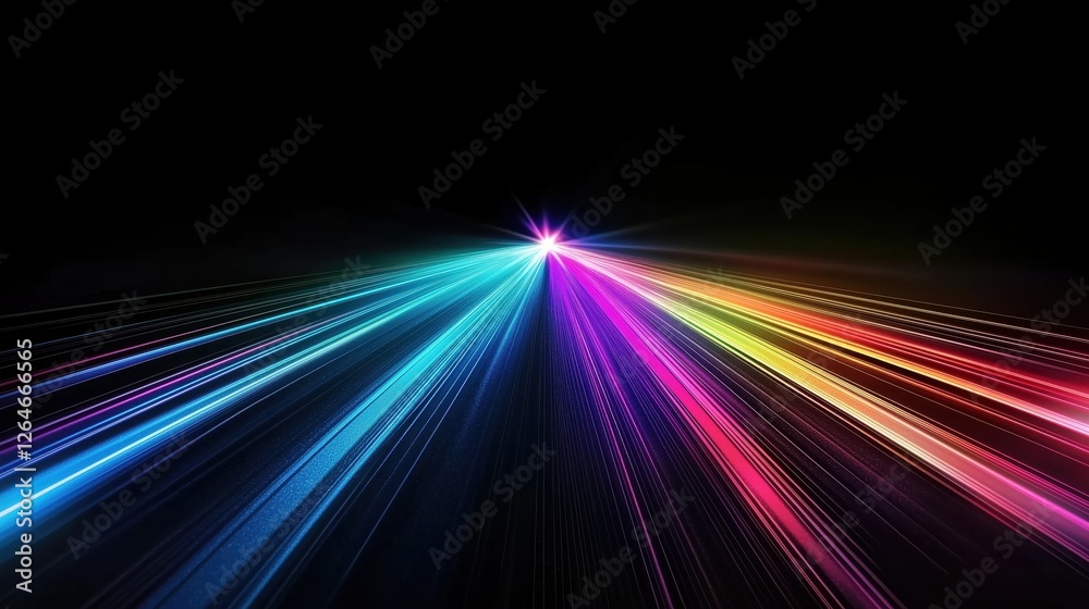 Canvas Prints dynamic rays of colorful light spreading across a dark background, evoking a sense of motion and ene