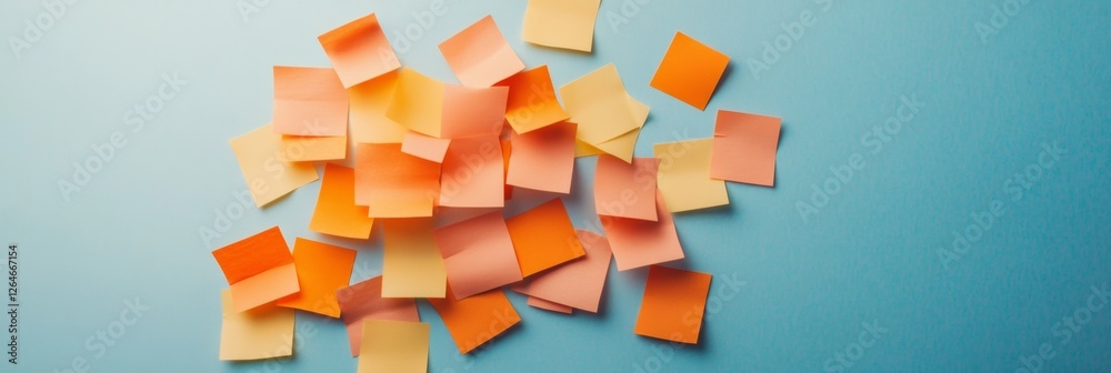Fototapete Vibrant Sticky Note Assembly on Textured Blue Surface Colorful Ideation Strategy for Creative Offices and Dynamic Brainstorming in Inclusive Business Environments
