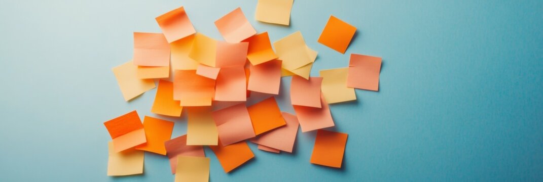Vibrant Sticky Note Assembly on Textured Blue Surface Colorful Ideation Strategy for Creative Offices and Dynamic Brainstorming in Inclusive Business Environments - Powered by Adobe