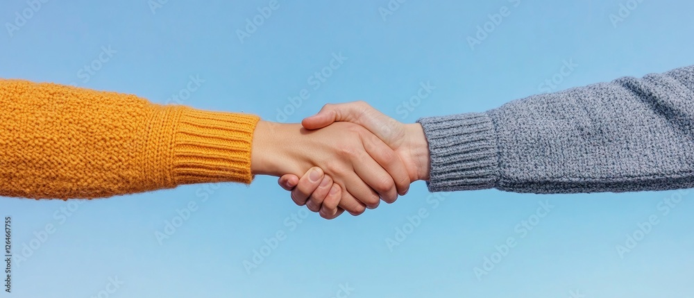 Leinwandbilder contemporary knitwear connection warm handshake captures unity and collaboration - modern community 
