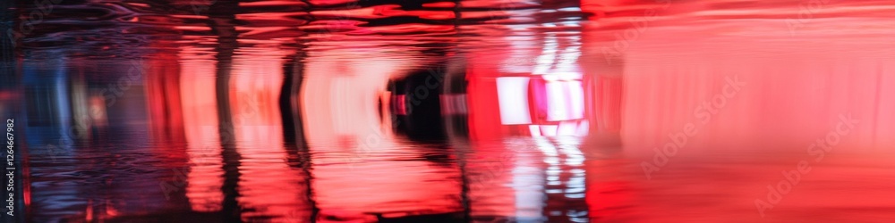 Aufkleber Neon Reflection Modern Abstract of Vibrant Light Patterns on Water Surface - Artistic Content for Creative Marketing and Atmospheric Interior Design