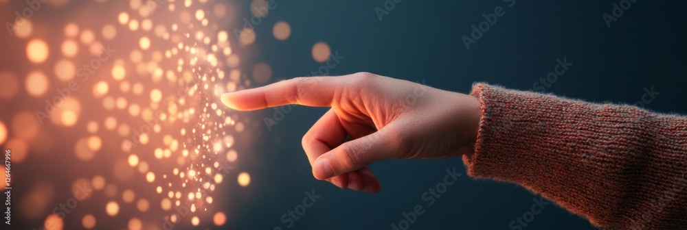 Aufkleber Immersive Digital Touch Interaction Modern Hand Gestures with Luminous Interface - Futuristic Tech Integration in Business Innovation and User Experience Design