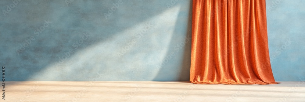 Poster modern theatrical scene vibrant velvet curtain with dramatic spotlight - artistic content creation a