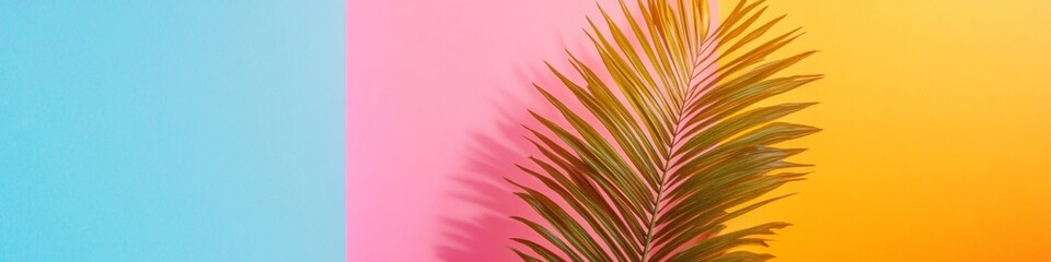 Fototapeta premium Geometric Neon Design Abstract Shapes and Glowing Edges with Tropical Silhouettes - Futuristic Aesthetic for Digital Art and Modern Marketing Displays