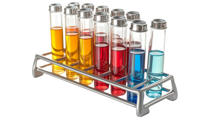 Chemical experiment setup laboratory test tubes display scientific environment close-up view colorful liquids for education