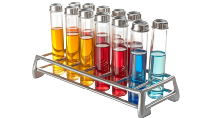 Chemical experiment setup laboratory test tubes display scientific environment close-up view colorful liquids for education