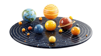 Celestial exploration journey solar system educational model cosmic environment aerial view astronomy concept