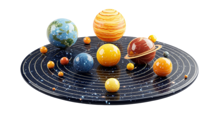 Celestial exploration journey solar system educational model cosmic environment aerial view astronomy concept