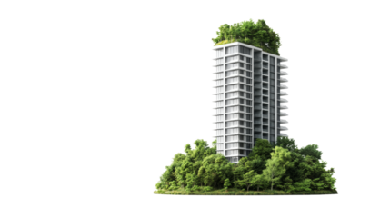 Innovative green architecture building design urban environment 3d model modern aesthetic sustainable living concept