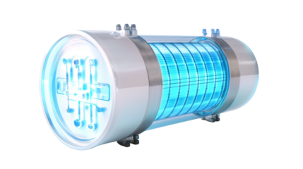 Innovative energy storage device laboratory technology showcase futuristic close-up renewable concepts