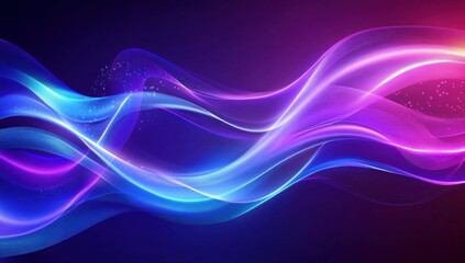 Futuristic Flow Glowing Waves in Purple and Blue, Dynamic Elegance Modern Dark Abstract Background, Radiant Technology Shiny Lines and Abstract Waves