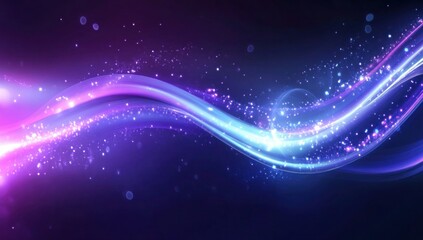 Futuristic Flow Glowing Waves in Purple and Blue, Dynamic Elegance Modern Dark Abstract Background, Radiant Technology Shiny Lines and Abstract Waves
