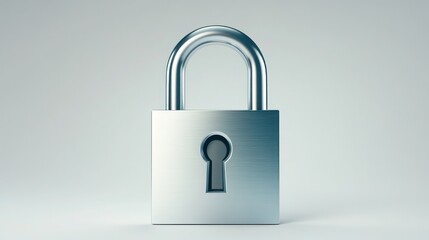 Fototapeta premium Realistic silver lock icon set against a pure white background with crisp detail