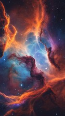 Fototapeta premium Vibrant cosmic clouds in a nebula showcasing stunning colors and celestial beauty.